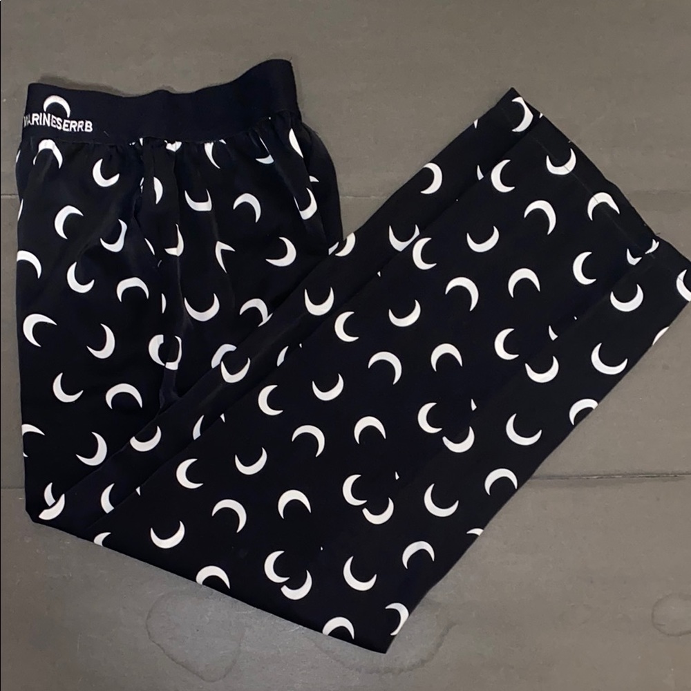 Warineserrb Small Black and White Crescent Moon Pajama Pants